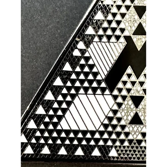 Judy Chicago 1987 triangle Holocaust Project brooch pin signed black white ename - Picture 3 of 16